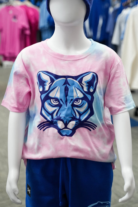 Pink and Blue Tie Dye Cougar T-Shirt