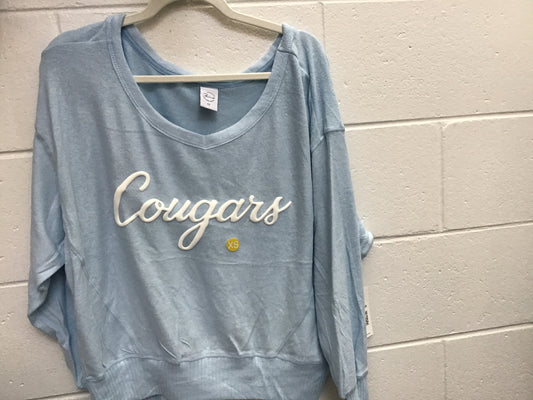 Lightweight v-neck puffy powder blue