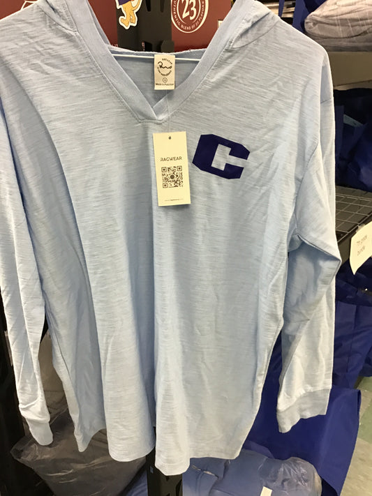 V-neck slab jersey w/ hood