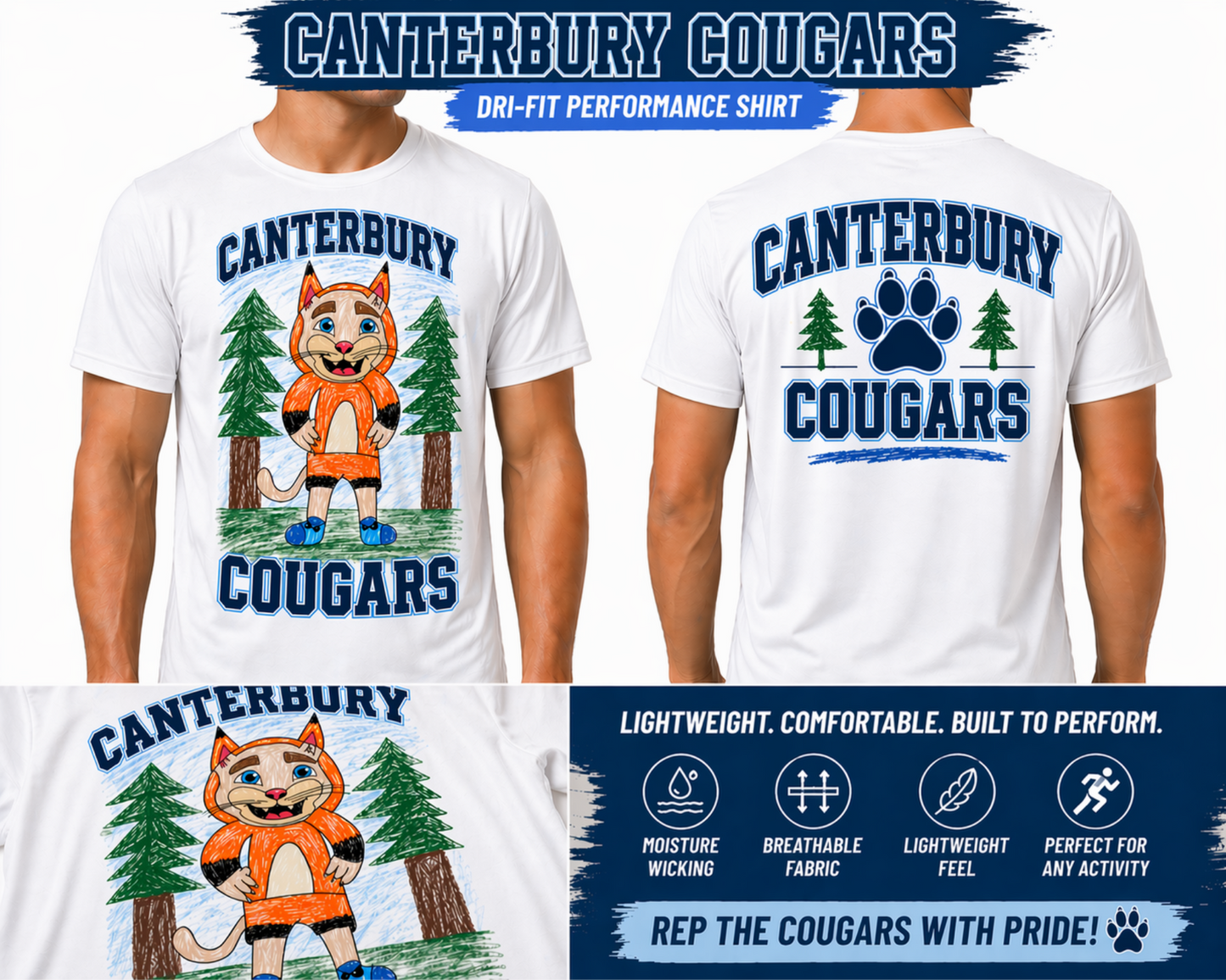 ***Preorder*** 4th Grade Clyde the Cougar Tee – Student Designed 🐾(Forest)