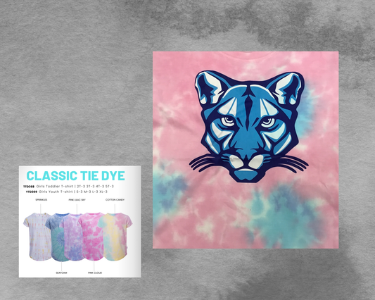 Pink and Blue Tie Dye Cougar T-Shirt